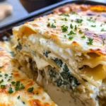 Homemade Creamy Spinach Alfredo Lasagna photo