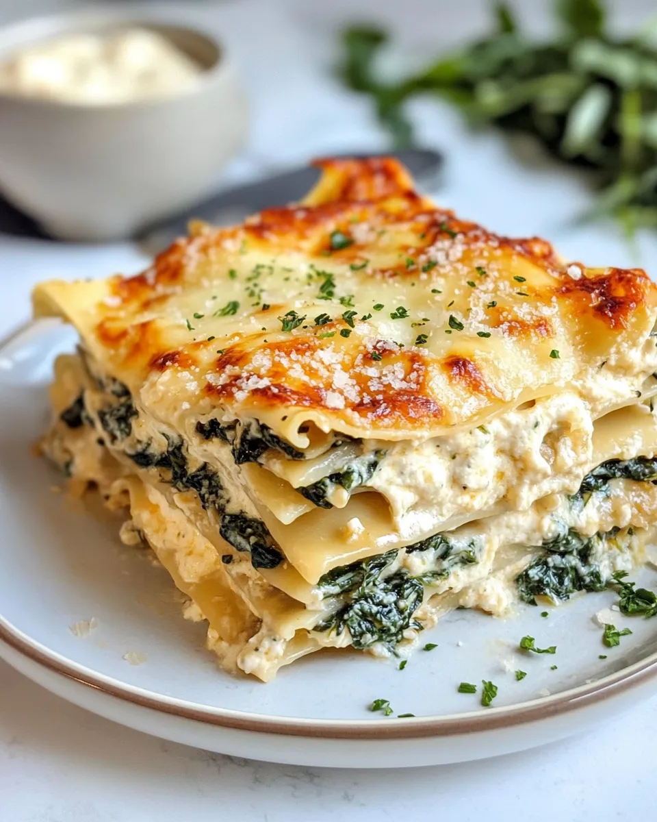 Easy Creamy Spinach Alfredo Lasagna shot