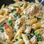 Homemade Creamy Spinach Artichoke Chicken Penne photo