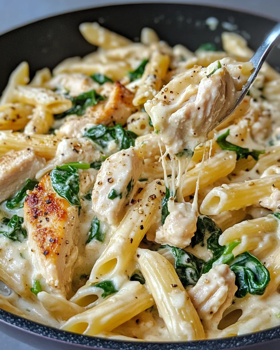 Homemade Creamy Spinach Artichoke Chicken Penne photo
