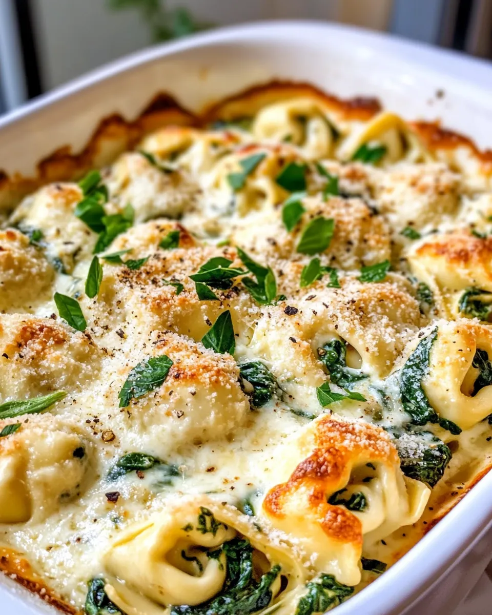 Delicious Creamy Spinach Artichoke Tortellini Bake dish photo