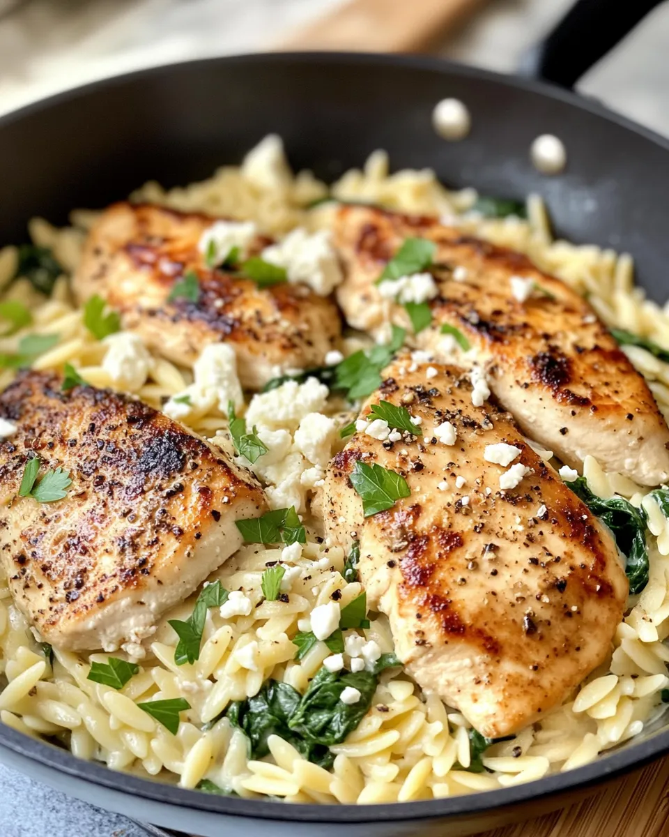 Classic Creamy Spinach Feta Chicken Orzo image