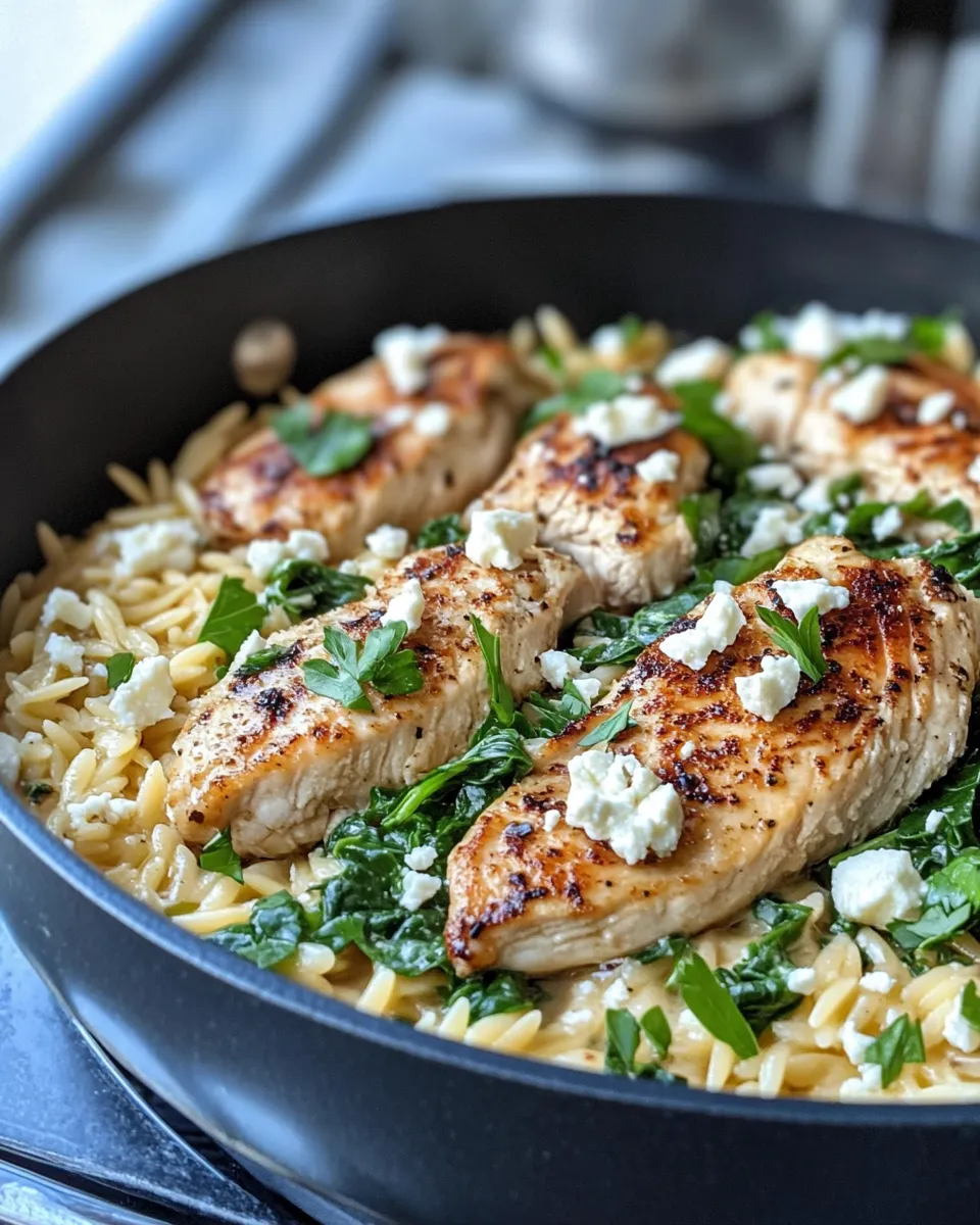 Delicious Creamy Spinach Feta Chicken Orzo dish photo