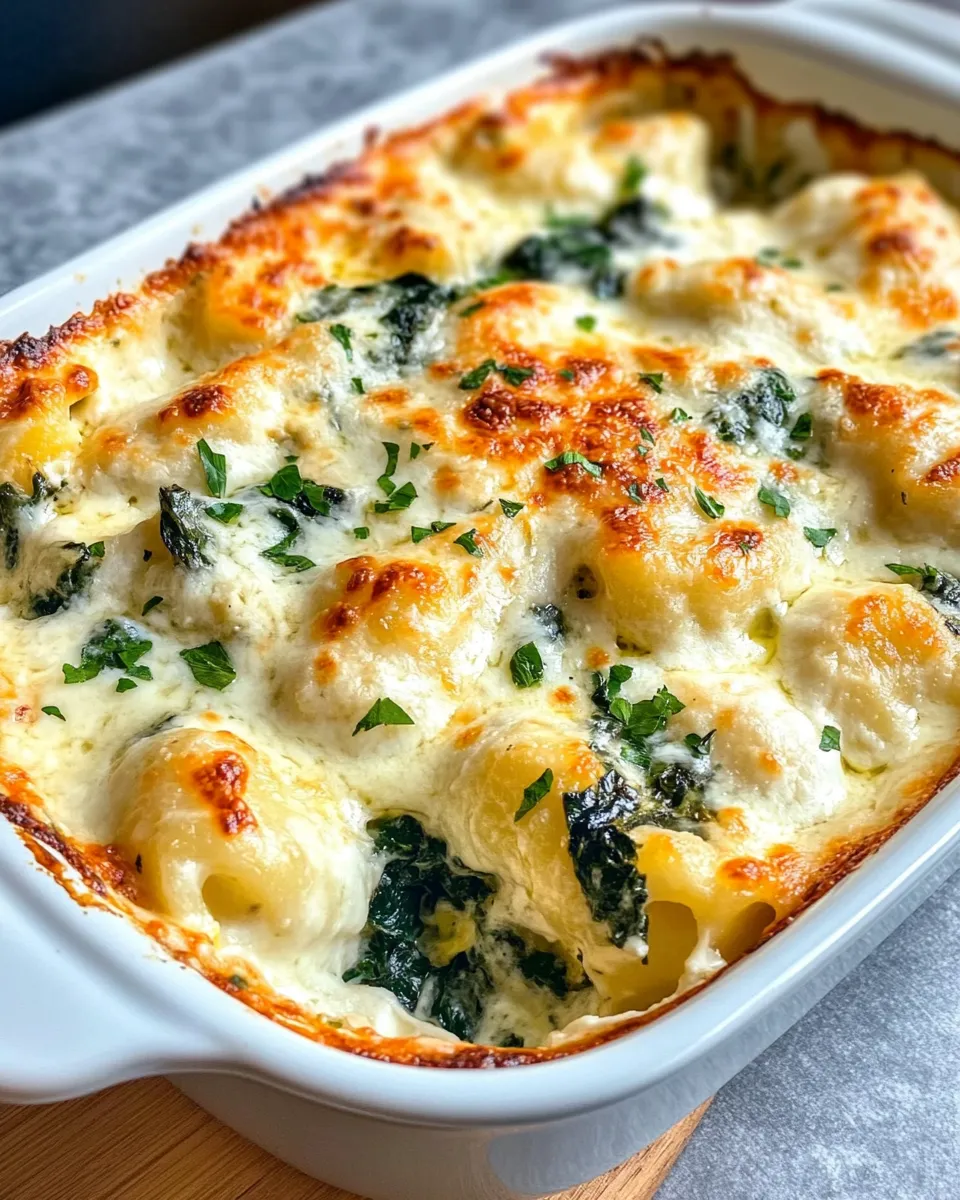 Delicious Creamy Spinach and Artichoke Gnocchi Bake dish photo
