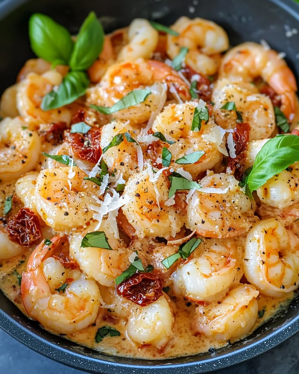 Easy Creamy Sun-Dried Tomato Shrimp Gnocchi food shot