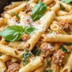 Homemade Creamy Sun-Dried Tomato Turkey Sausage Pasta recipe photo