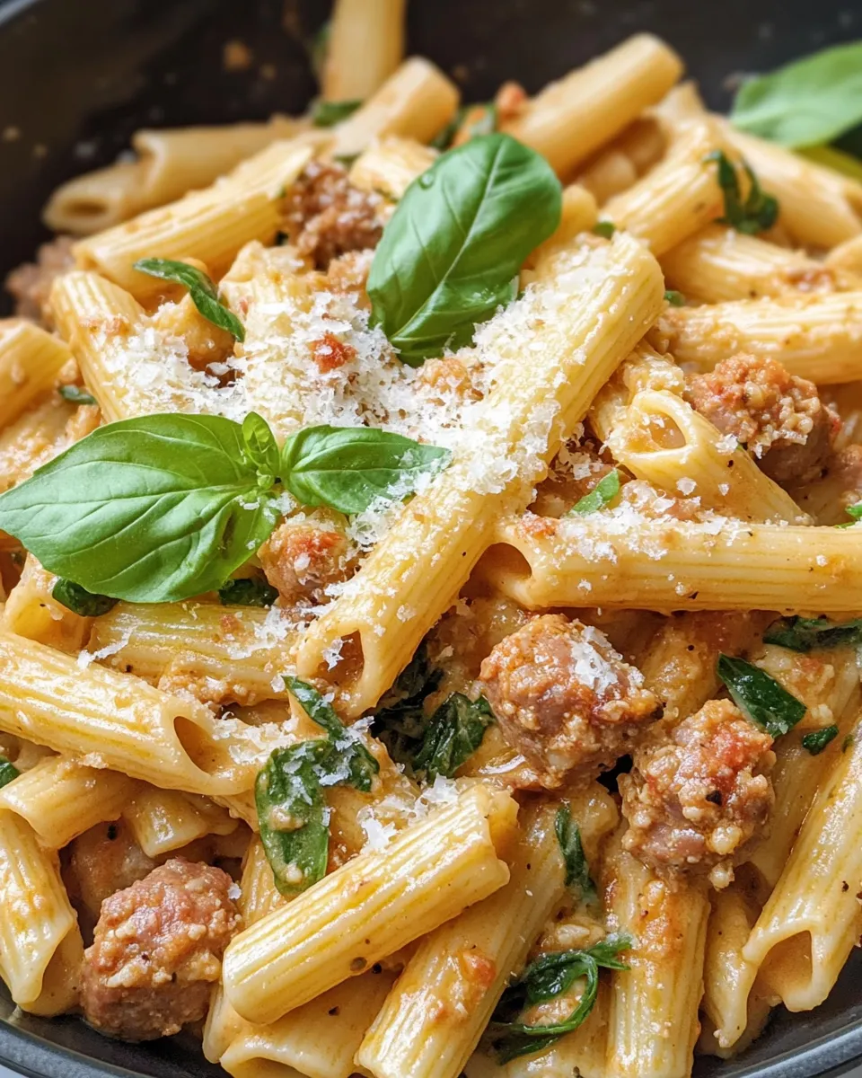 Homemade Creamy Sun-Dried Tomato Turkey Sausage Pasta recipe photo