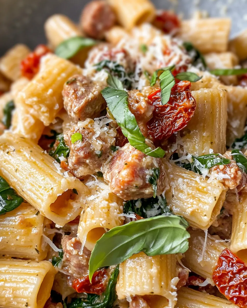 Classic Creamy Sun-Dried Tomato Turkey Sausage Pasta dish photo
