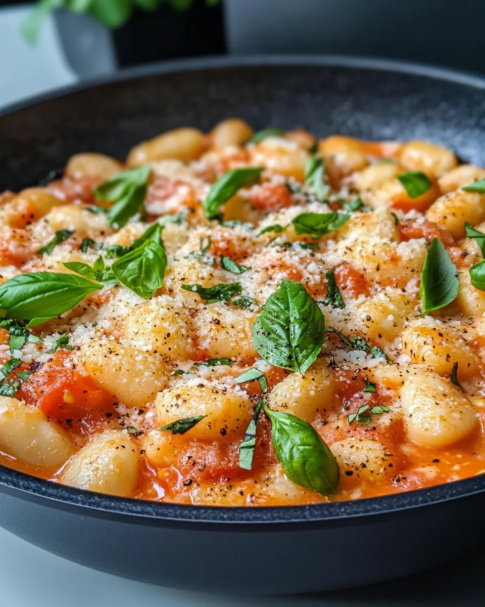 Classic Creamy Tomato-Basil Gnocchi Skillet dish photo