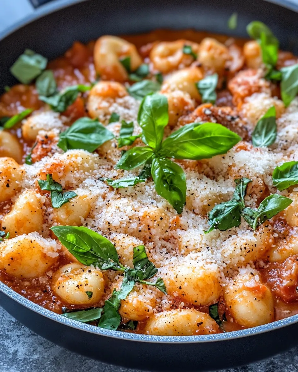 Easy Creamy Tomato-Basil Gnocchi Skillet recipe image