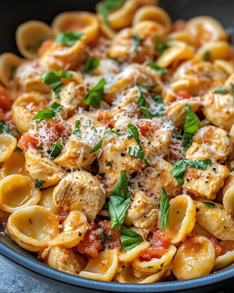 Homemade Creamy Tomato Basil Chicken Orecchiette photo