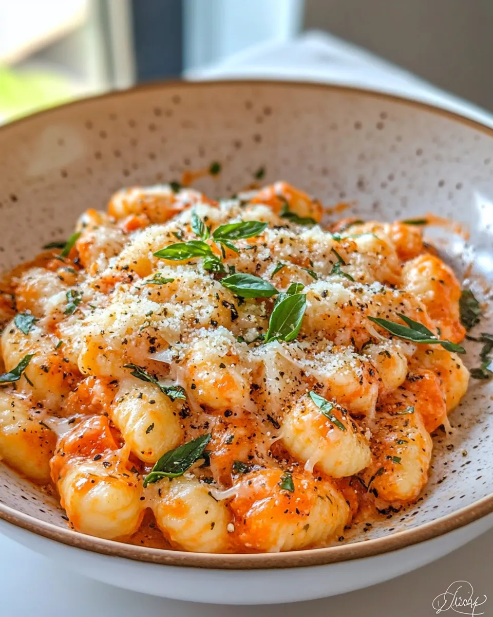 Delicious Creamy Tomato Basil Mozzarella Gnocchi dish photo
