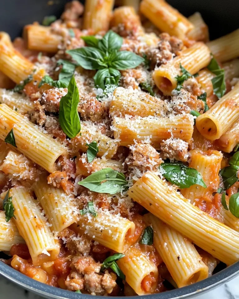 Homemade Creamy Tomato Basil Sausage Rigatoni (turkey sausage) recipe photo
