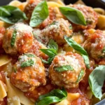 Homemade Creamy Tomato Basil Turkey Meatball Pasta recipe photo