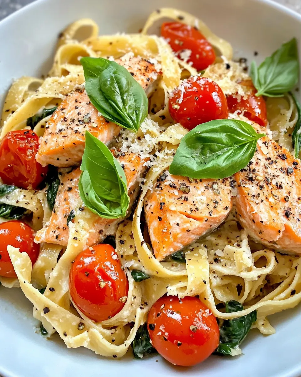 Homemade Creamy Tuscan Salmon Tagliatelle recipe photo