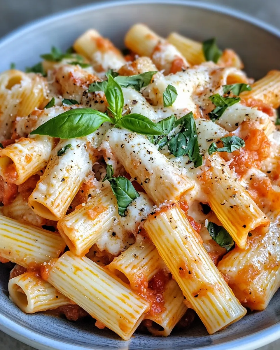 Homemade Creamy Vodka Rigatoni with Fresh Basil recipe photo