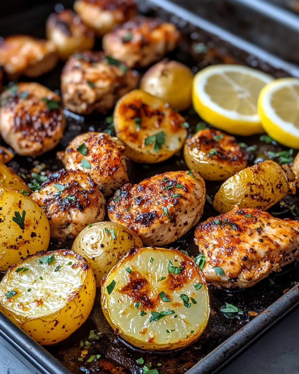Delicious Garlic-Butter Chicken Bites with Roasted Potatoes dish photo