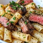 Homemade Garlic Herb Butter Steak Bites Pasta recipe photo