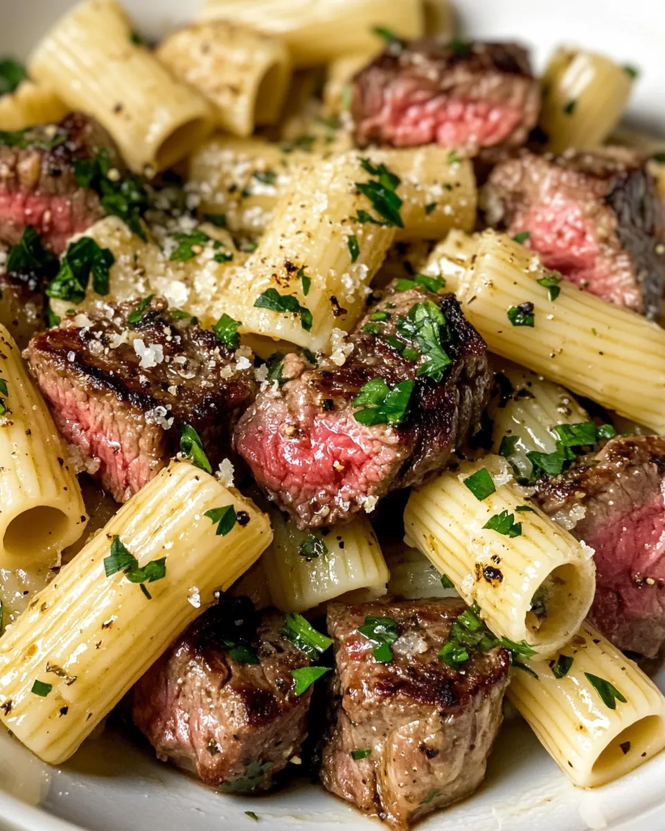 Classic Garlic Herb Butter Steak Bites Pasta dish photo