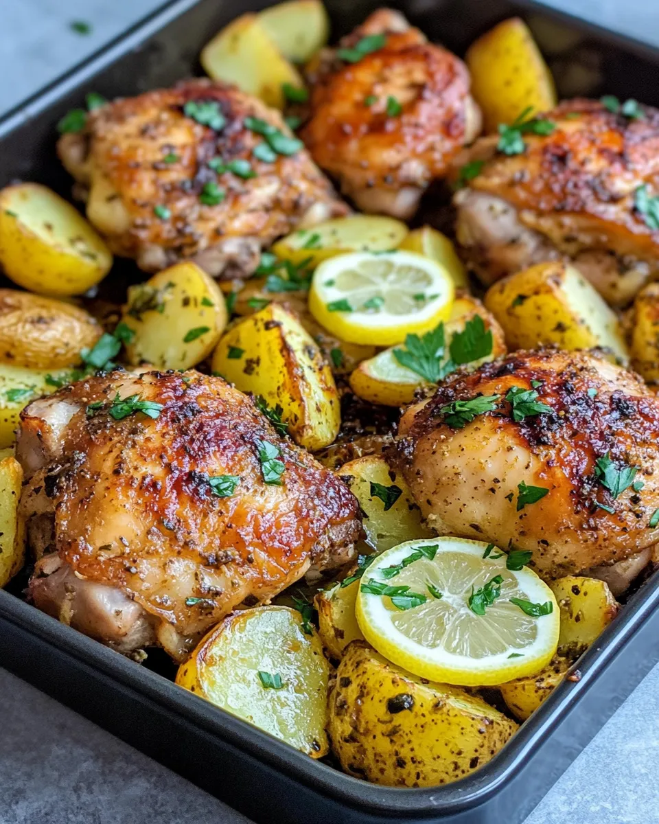 Easy Greek Lemon-Oregano Chicken with Potatoes food shot