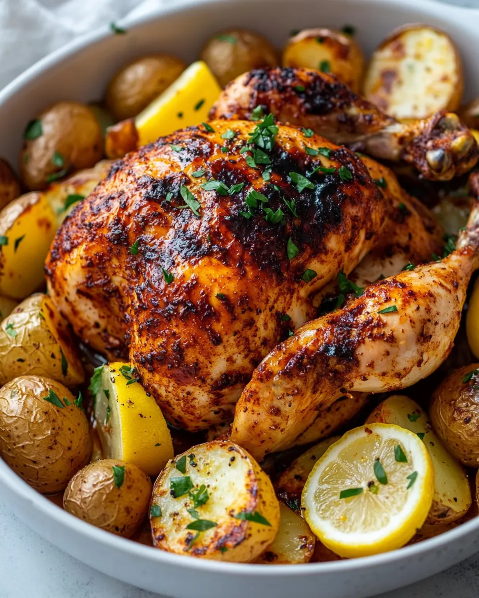 Delicious Harissa-Roasted Chicken with Lemon Potatoes shot
