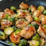 Homemade Honey-Garlic Chicken & Brussels Sprouts Skillet photo