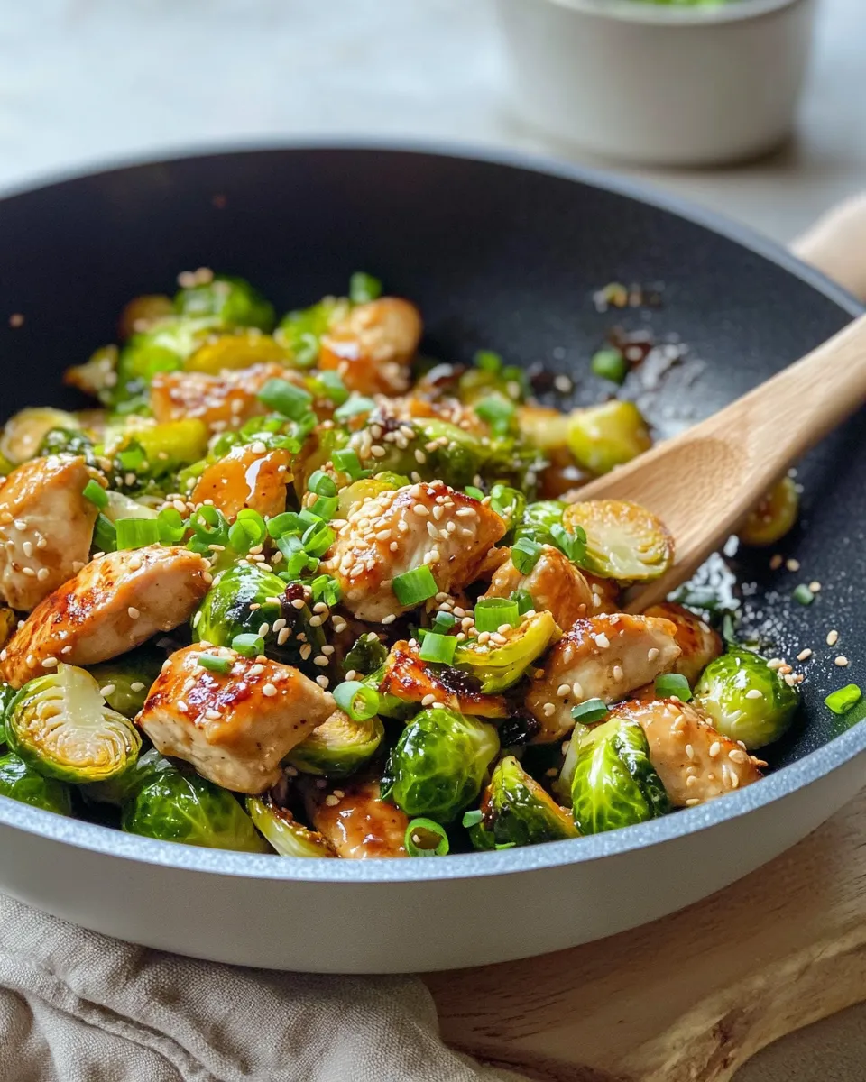 Easy Honey-Garlic Chicken & Brussels Sprouts Skillet dish photo