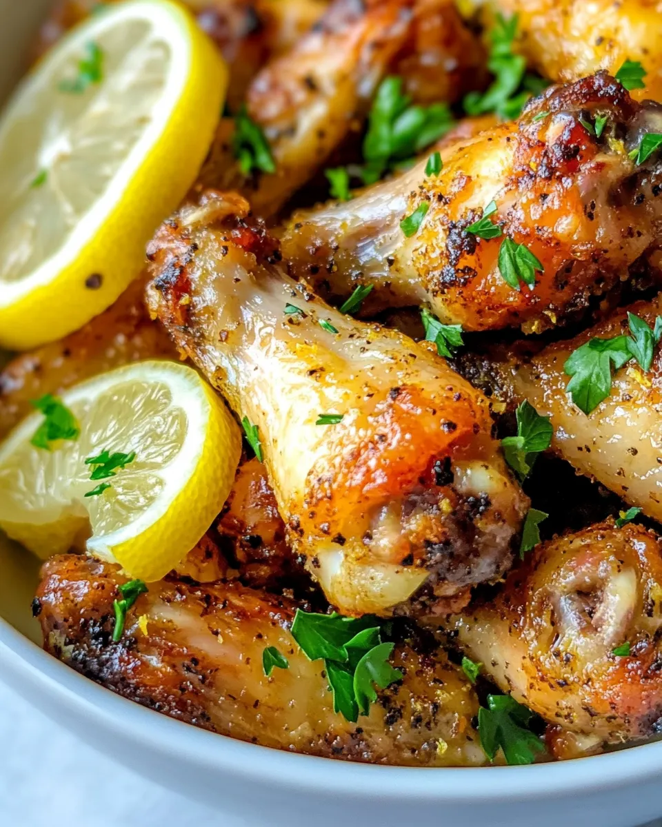 Easy Honey-Lemon-Pepper Chicken Wings (Crispy Oven) food shot