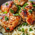 Homemade Honey Garlic Chicken Thighs over Orzo recipe photo
