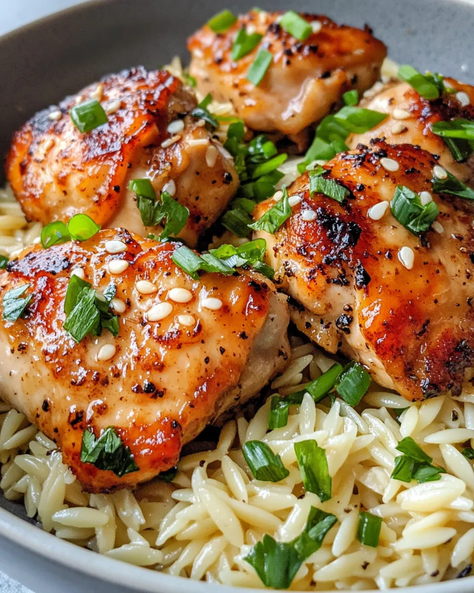 Homemade Honey Garlic Chicken Thighs over Orzo recipe photo