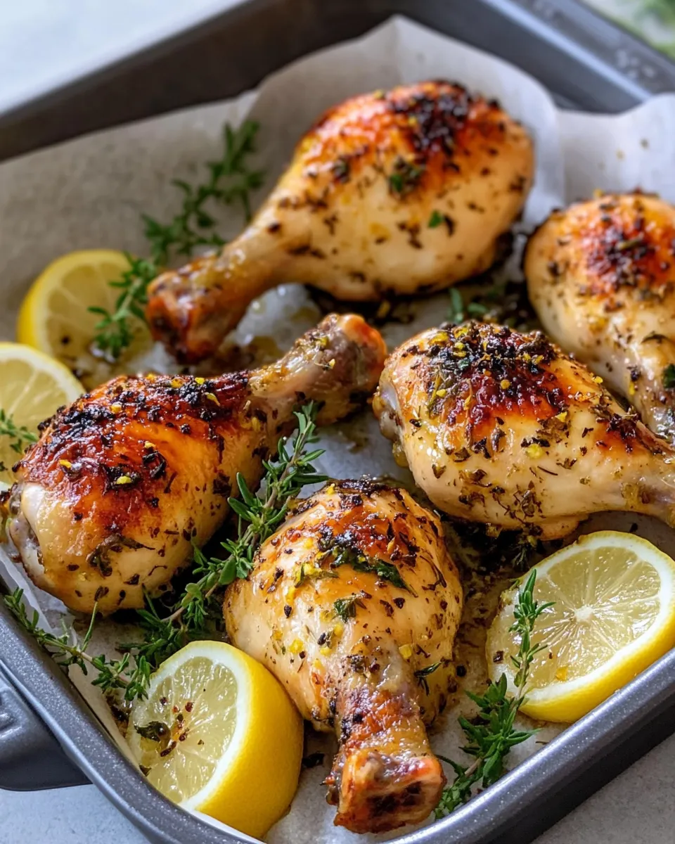 Easy Lemon-Garlic Roast Chicken Legs with Herbs food shot