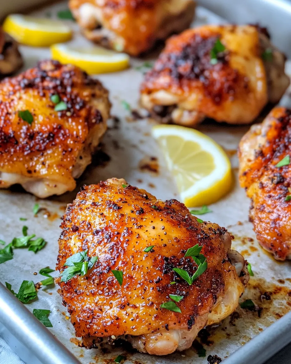 Delicious Lemon-Pepper Chicken Thighs (Crispy Skin) food shot
