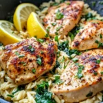 Homemade Lemon Butter Herb Chicken Orzo Skillet photo