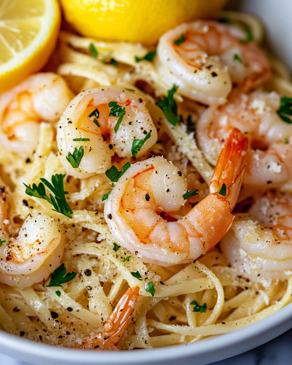 Quick Lemon Butter Shrimp Linguine with Capers plate image