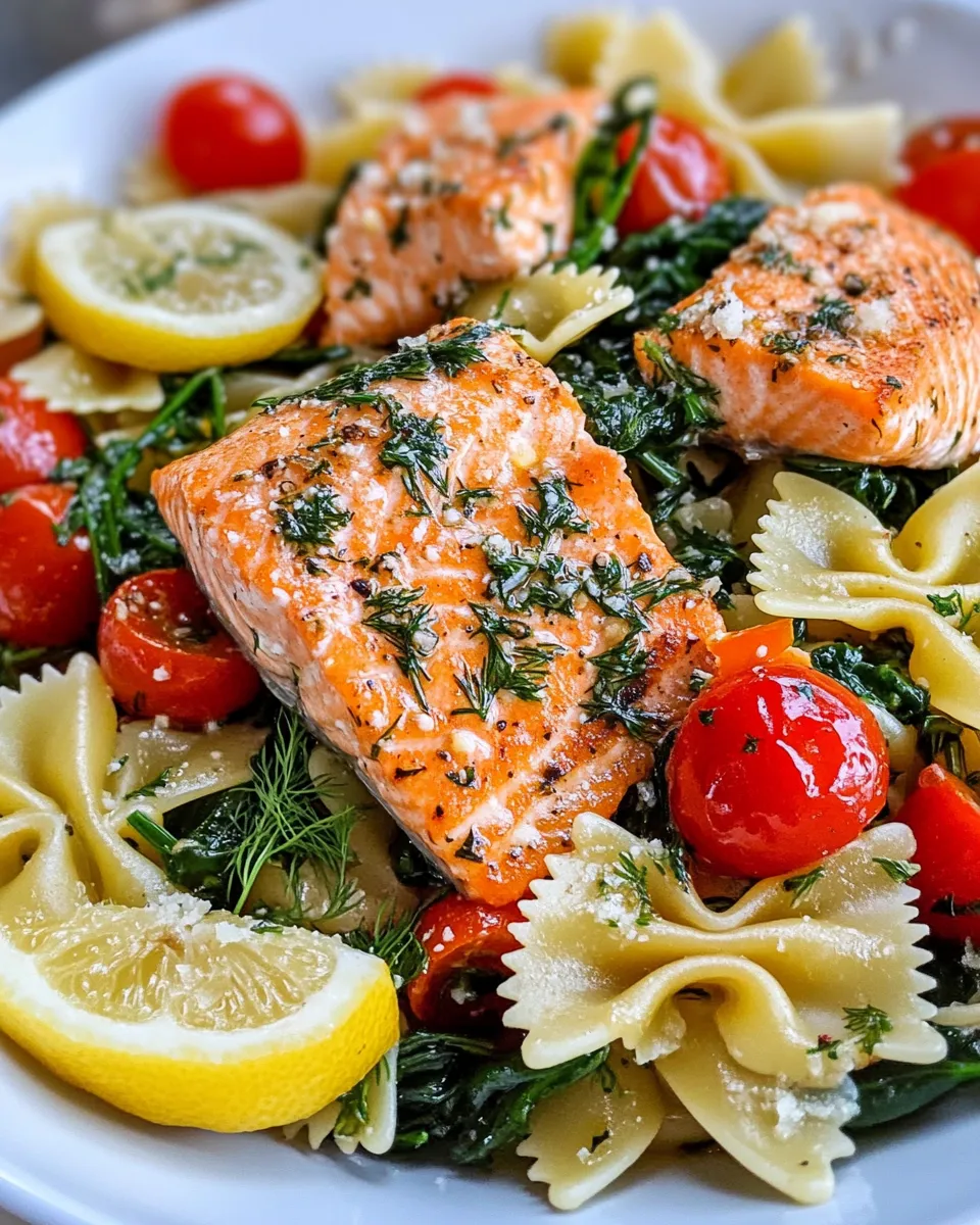 Homemade Lemon Dill Salmon Bowtie Pasta recipe photo