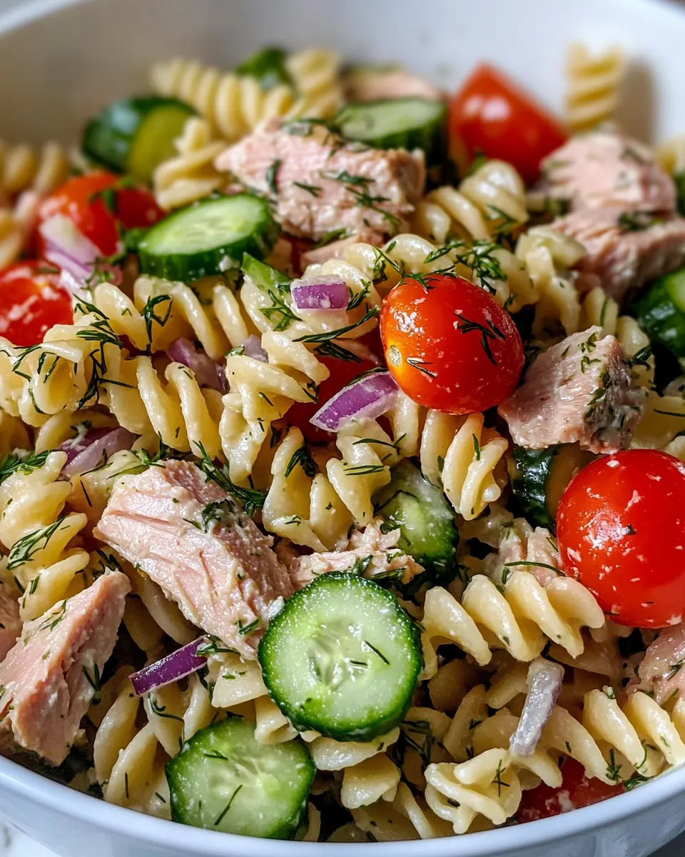 Classic Lemon Dill Tuna Pasta Salad (no mayo) image