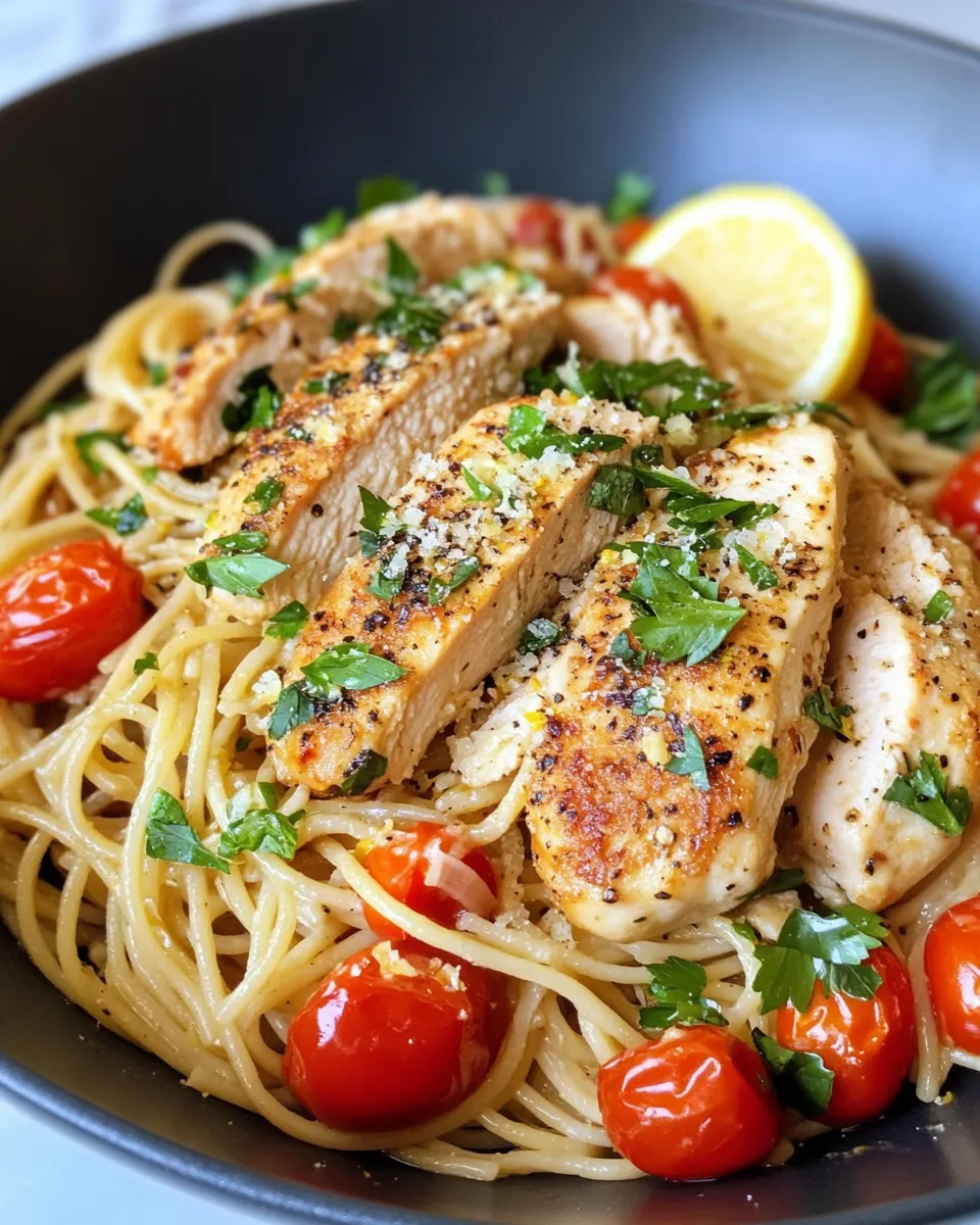 Classic Lemon Garlic Herb Chicken Spaghetti image
