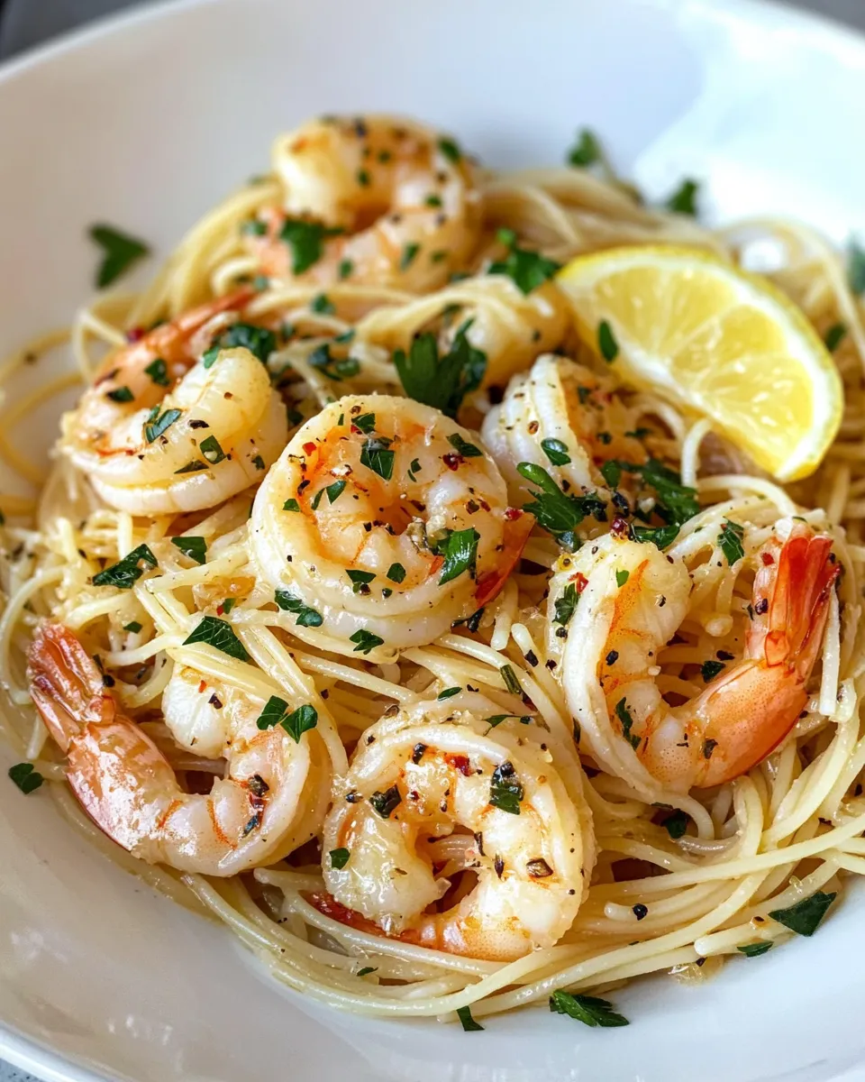 Classic Lemon Garlic Scampi-Style Angel Hair dish photo
