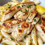 Homemade Lemon Herb Chicken Alfredo Penne recipe photo