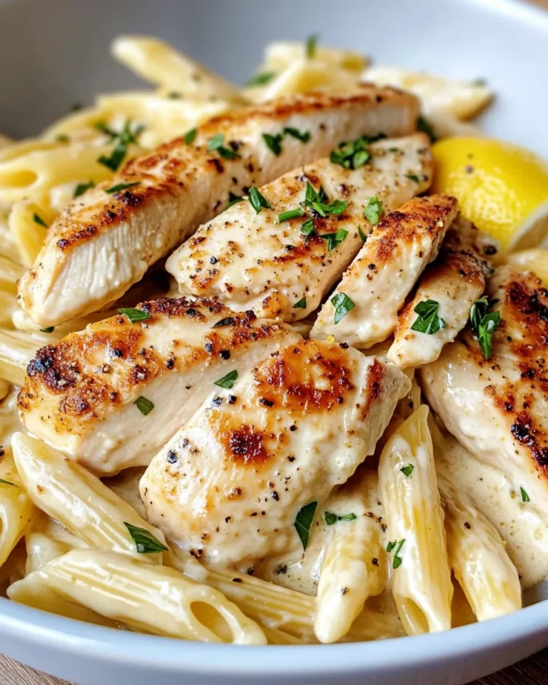 Homemade Lemon Herb Chicken Alfredo Penne recipe photo