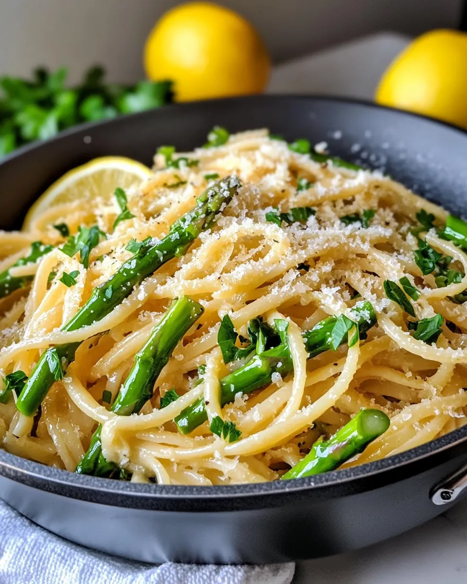 Delicious Lemon Parmesan Asparagus Linguine dish photo