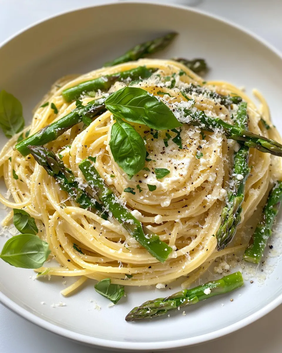 Classic Lemon Ricotta Asparagus Spaghetti dish photo
