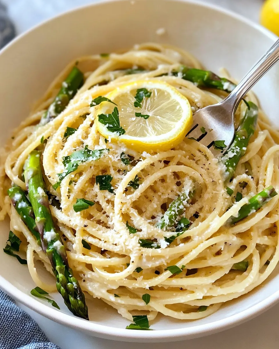 Easy Lemon Ricotta Asparagus Spaghetti food shot