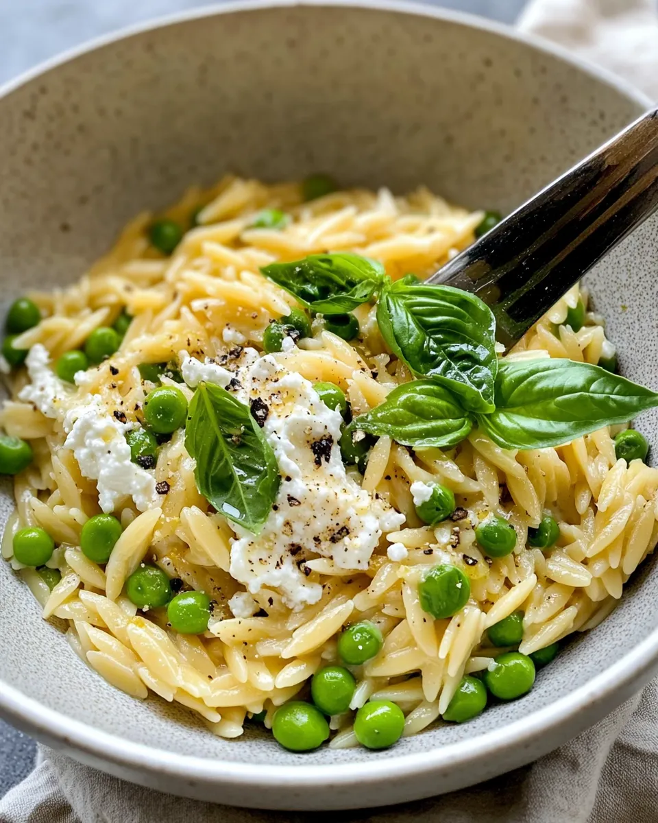 Delicious Lemon Ricotta Orzo with Spring Peas (Fall Cozy Twist) food shot