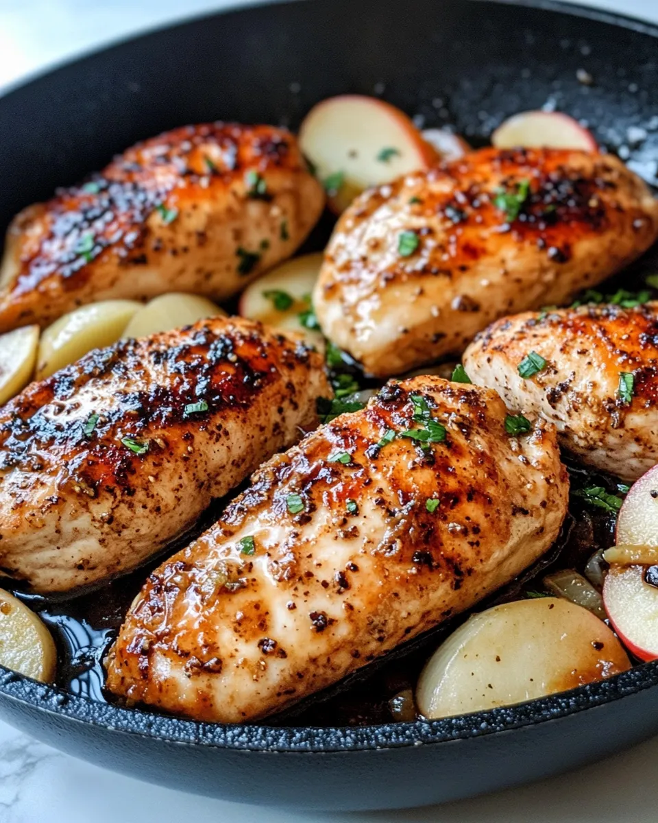 Easy Maple-Garlic Chicken with Apples & Onions food shot