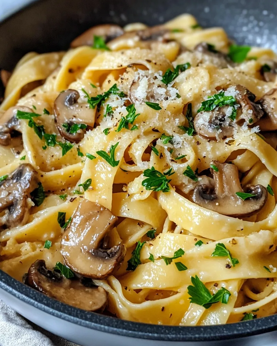 Easy Mushroom Marsala-Style Tagliatelle (no wine) food shot