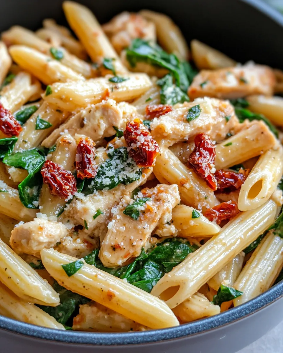 Easy One-Pot Sun-Dried Tomato Penne with Spinach recipe photo
