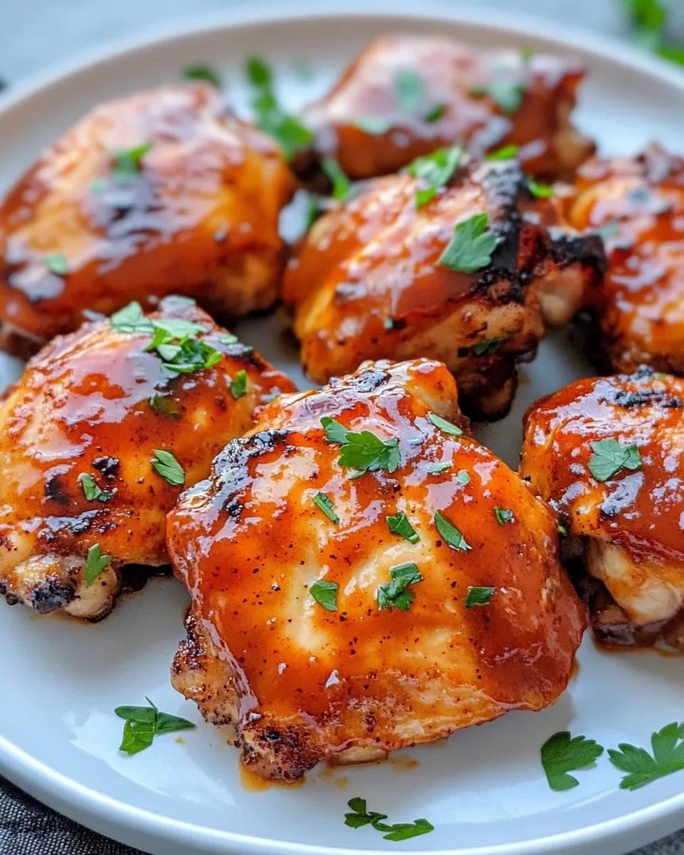 Delicious Oven-BBQ Chicken Thighs (Extra Juicy) food shot