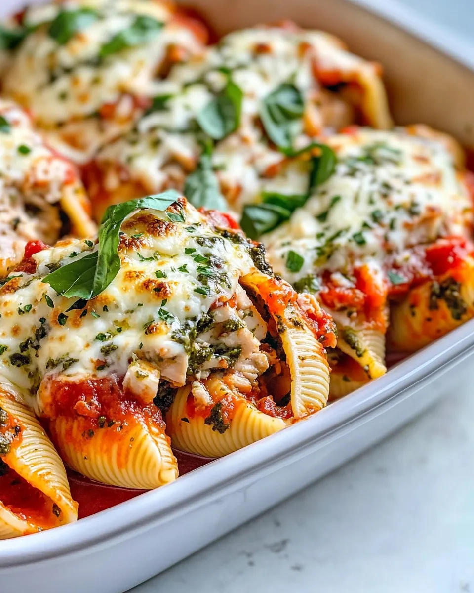 Classic Pesto Chicken Mozzarella Stuffed Shells image