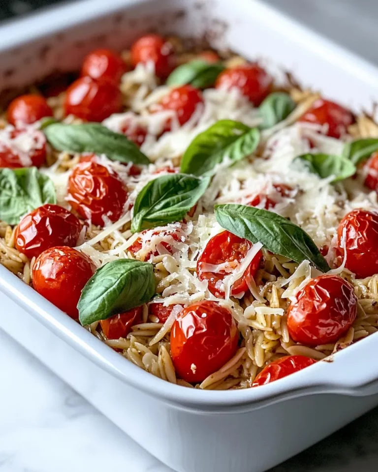 Homemade Pesto Orzo Bake with Roasted Cherry Tomatoes recipe photo